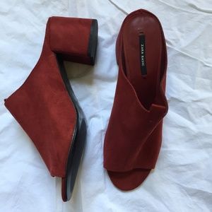 Red Sueade Heeled Sandals